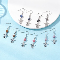 Серьги-подвески «ангел со звездой» из нержавеющей стали 304&nbsp;EJEW-JE06792