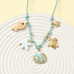 Ожерелья с подвесками в форме панциря черепахи и морской звезды из нержавеющей стали 304&nbsp;LS-NJEW-D344-03G