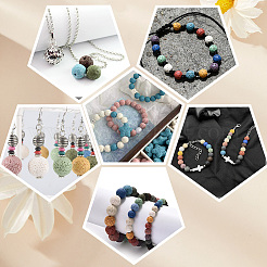 5 нити натуральных круглых бусин из лавового камня&nbsp;G-LT0001-02C-01