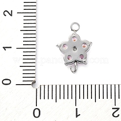 Шармы-подвески из нержавеющей стали 304 с микропаве из кубического циркония в виде цветка&nbsp;STAS-U042-01P-01