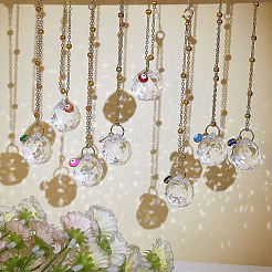 Сглаз и прозрачная каплевидная стеклянная подвеска для автомобиля&nbsp;HJEW-AB00164