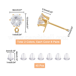 Фурнитура для сережек-гвоздиков из латуни и гайки из пластика&nbsp;KK-FH0003-76