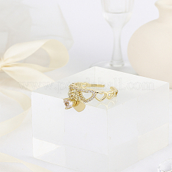 1 шт. латунные манжетные кольца со стразами&nbsp;RJEW-LP0002-88