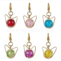 Подвеска в виде головы кошки из медной проволоки&nbsp;HJEW-JM03236