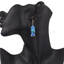 Серьги-подвески из стеклянных бусин ручной работы&nbsp;EJEW-MZ00562