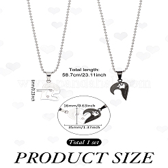 1 комплект парных цепочек-подвесок в форме сердца из нержавеющей стали для женщин и мужчин&nbsp;NJEW-LP0001-61A