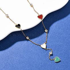 Женские ожерелья с подвеской в виде сердца из нержавеющей стали 304 с кристаллами&nbsp;NJEW-F346-03G