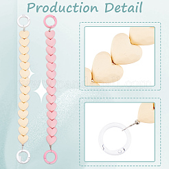 2 шт. 2-х цветные пластиковые цепочки для сумок с бусинами в форме сердца и железными кольцами-застежками&nbsp;PURS-GF0001-11A