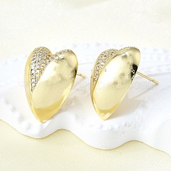 Женские серьги-гвоздики из латуни с микропаве и прозрачным кубическим цирконием&nbsp;EJEW-F363-06G