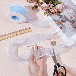 5 ярд ленты из органзы с пластиковой жемчужиной по краю&nbsp;OCOR-WH0101-185C