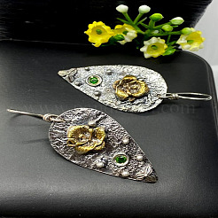 Серьги-подвески из сплава и страз&nbsp;FS-WGD70E2-01