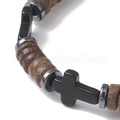 Браслеты из синтетической бирюзы с крестом&nbsp;BJEW-JB13018