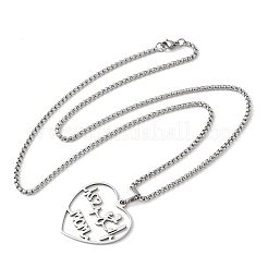 День матери 201 подвеска из нержавеющей стали с полым сердечком в форме мамы&nbsp;LS-NJEW-H065-24P