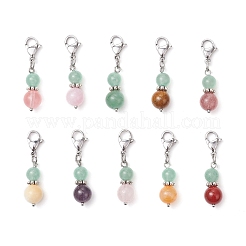 10 шт. круглые подвески из натуральных и синтетических драгоценных камней HJEW-JM03552