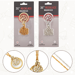 2 шт. 2-цветный сплав цветок и стеклянное увеличительное ожерелье для женщин&nbsp;MAGL-SP0001-02