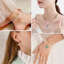 20 шт. латунный микропаве кубический цирконий со стеклянными подвесками&nbsp;KK-YW0002-93