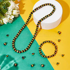 300 шт. 2 стиля ганские ямайские регги полосатые смоляные бусины&nbsp;RESI-UN0001-07