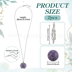 2 шт. латунный мешочек в технике макраме с натуральным лепидолитом&nbsp;NJEW-PH01595