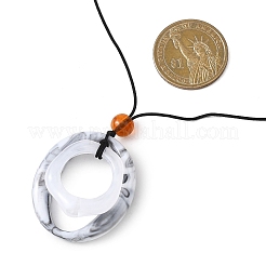 Длинные ожерелья из акрилового овального кулона из черного вощеного полиэфирного шнура&nbsp;NJEW-JN05678