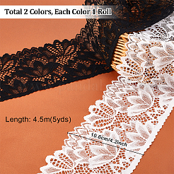 10 ярд двухцветной нейлоновой эластичной кружевной ленты с цветочной вышивкой&nbsp;OCOR-PH0005-87