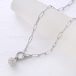 Ожерелья из нержавеющей стали с круглым кулоном в виде шара со стразами и кристаллами для женщин&nbsp;TP1840