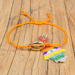 Женские браслеты с подвеской на руку из бисера Миюки с регулируемой подвеской в виде хамсы&nbsp;PZ5125