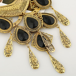 Этнический стиль каплевидный сплав паве стеклянный кулон нагрудник ожерелье&nbsp;FS-WGACB4A-03