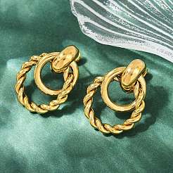 Серьги-гвоздики с витым кольцом из нержавеющей стали 304&nbsp;EJEW-K268-22G