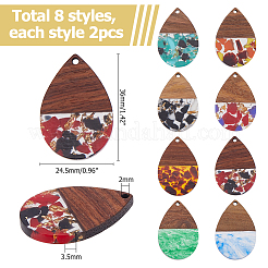 16шт 8 цвета прозрачной смолы и орехового дерева большие подвески&nbsp;RESI-HS0001-01B