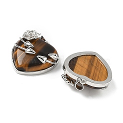 Подвески в форме сердца из натурального тигрового глаза&nbsp;G-S391-01P-F