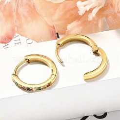 Серьги-кольца Huggie Hoop из нержавеющей стали 304 с микропаве из кубического циркония&nbsp;EJEW-C096-01J-G