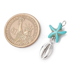 7 шт. 7 стиля синтетических окрашенных бирюзовых морских звезд и сплава морских животных&nbsp;PALLOY-JF03752-01