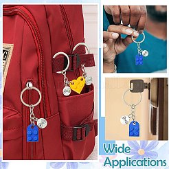 8 шт. 8-цветный пластиковый брелок в форме сердца ко Дню святого Валентина с плоской круглой подвеской из сплава&nbsp;KEYC-CJ0001-11