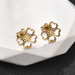 Комплекты из ожерелий и серег-гвоздиков из нержавеющей стали Flower 201 для женщин&nbsp;SJEW-Q025-04G