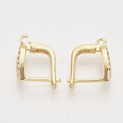 Серьги-кольца из латуни с микропаве из кубического циркония с застежкой сзади&nbsp;KK-T048-028G-NF