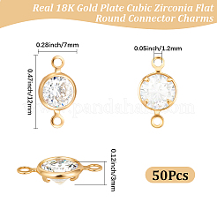 50 шт. латунные подвески-коннекторы с прозрачным кубическим цирконием&nbsp;KK-BBC0023-16