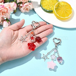 Подвеска из акрила и стекла в виде клубники и звезды&nbsp;HJEW-YW00040-01