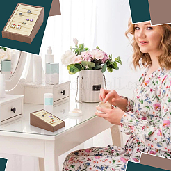 Органайзер для колец из искусственной кожи с наклонной спинкой&nbsp;RDIS-WH0016-18B