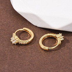 Серьги-кольца Star 925 из стерлингового серебра с микропаве из прозрачных кубических цирконий&nbsp;EJEW-K317-07G