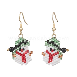Серьги-подвески из нержавеющей стали 304 со стеклянной рождественской тематикой&nbsp;EJEW-MZ00527-03