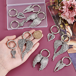 10 шт. 5 стиля подвески для обуви из сплава в виде крыла в тибетском стиле&nbsp;HJEW-PH02190