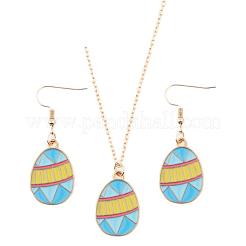Комплект из подвески и сережек-подвесок из эмалированного сплава в виде пасхального яйца&nbsp;FS-WG38758-09