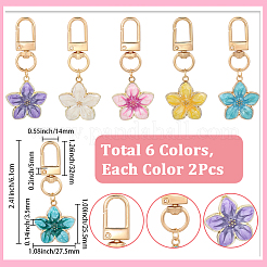 12 шт. 6-х цветная эмалевая подвеска в виде цветка&nbsp;HJEW-SC0002-79