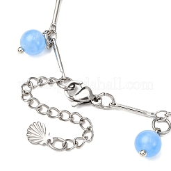 Браслеты с подвесками из нержавеющей стали и натурального и окрашенного малайзийского нефрита&nbsp;BJEW-JB12418-02