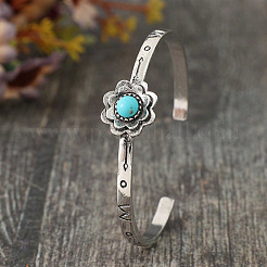 Браслеты-манжеты из ретро-сплава и синтетической бирюзы для женщин&nbsp;FS-WG1808F-01