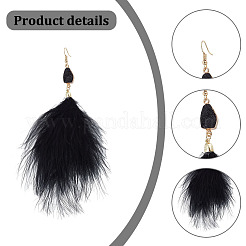 2 пара длинных висячих сережек в виде перьев двух цветов&nbsp;EJEW-AN0001-06