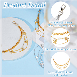 4 шт. 2-х цветные латунные цепи для ремней для ботинок&nbsp;HJEW-HS00051