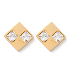 Серьги-гвоздики из нержавеющей стали 304 с микропаве из прозрачных кубических цирконий&nbsp;EJEW-Z089-25G