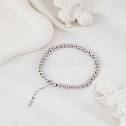 1шт браслеты из шариков из нержавеющей стали для женщин&nbsp;BJEW-LP0001-93P