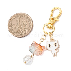 7 шт. подвеска в виде кошки из стекла и сплава с эмалью&nbsp;HJEW-JM03866